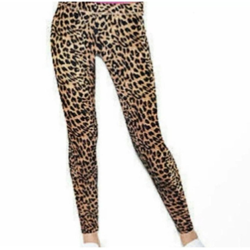 PINK Victoria's Secret Leopard Print Leggings XS Tan Black Animal Print Yoga